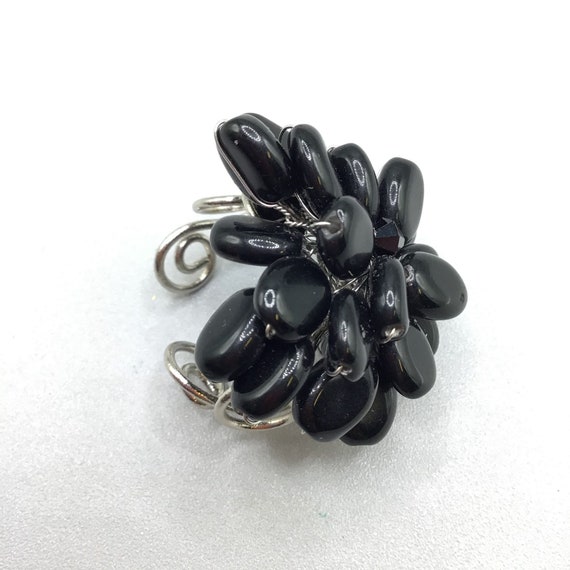 Handcrafted Adjustable Black Onyx Cluster Ring Ha… - image 3