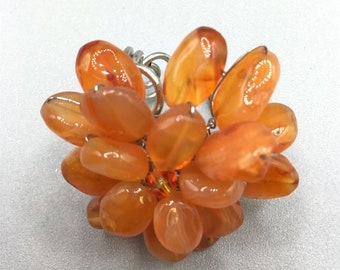 Adjustable Carnelian Cluster Ring Handcrafted Handwired Semi Precious Stone Ring