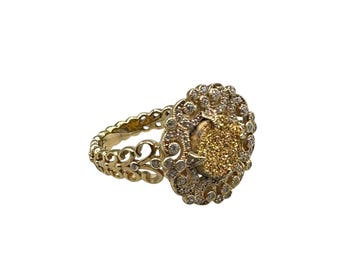 Erica Courtney 14K Gold Clad Sterling Silver Drusy Debbie Ring Size 9 Qvc