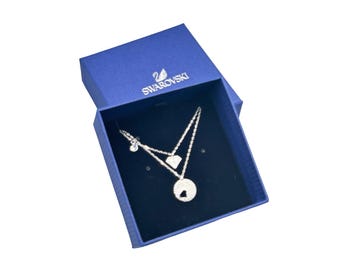 Swarovski Cry Wishes Pendant Necklace Set Rhodium Plated Metal Crystal Accents