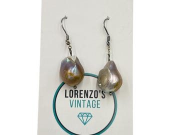Baroque Pearl Dangle Earrings with Sterling Silver Hooks Dangling Earrings