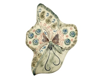 Vintage E.C. Brinkman Butterfly Moth Pottery Wall Tile Hanger Wall Decor