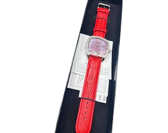 JOAN RIVERS Watch Red Leather Band Large Purple Face New In Box Classic Collection