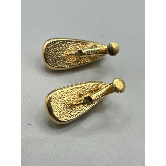 Vintage Signed Napier Clip On Earrings Elongated … - image 5