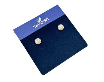 Swarovski Crystal Pave Stud Earrings Simple Elegant Round Design New On Card