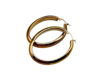 Rose Gold Over Stainless Steel Hoops Earrings Oval Large Hoops Nadri