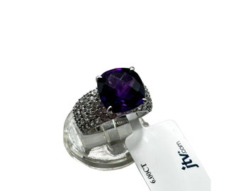 Purple Stone Ring Size 8 Quality Designer Cocktail Ring Sterling Silver 925