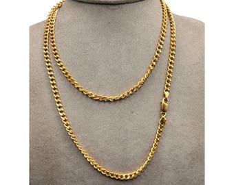 BELLEZZA ITALY Gold Plated Chain 34" Long Nice Quality Curb Link Chain