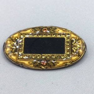 Pierre Bex Art Deco Style Brooch Geometric Deco Design Trombone Clasp Oval Pin