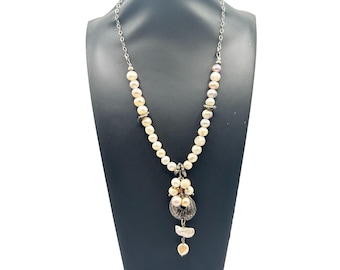 ESPERANZA  Mexico 925 Necklace Vintage Sterling Silver And Genuine Pearls