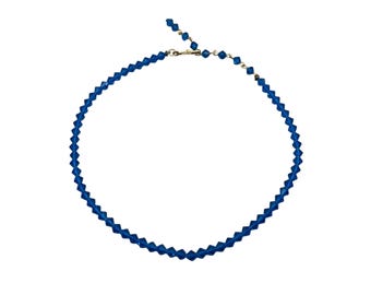 LAGUNA Signed Blue Crystal Beads Necklace Bicone Beaded Choker