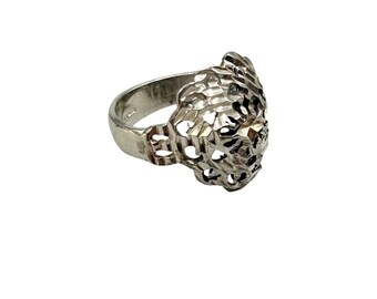 Vintage Sterling Ring Size 6 Cut Out Silver Textured Detailed