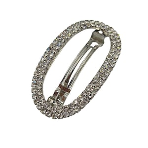 Vintage-Haarspange in Silberton und klaren Strasssteinen in ovaler Ringform