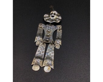 Articulated Circus Clown Brooch Sterling Silver Taxco Mexico Statement Detailed