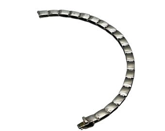 Vintage Puffy Link Bracelet Sterling Silver 925 Made In Italy 925 Chain