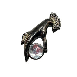 Victorian Revival Pin Brooch Hand Holding A Gem Pin Lightweight  Made Of Plastic