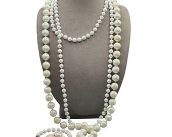 Retro Iridescent Jewelry Set Plastic Necklaces Bracelet And Clip On Earrings