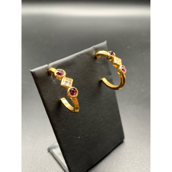 Very pretty AVON half hoops earrings matte gold a… - image 1