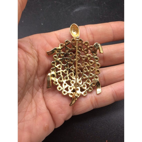 Broche Tortue Dorée Avec Strass - Occasion Bon état