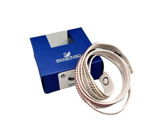 Swarovski Pale Pink Crystals Double Wrap Bracelet Or Choker Necklace with Box