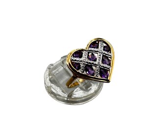 Amethyst Heart Ring Size 8 Fine Delicate Dainty Ring Gold Over Sterling Silver