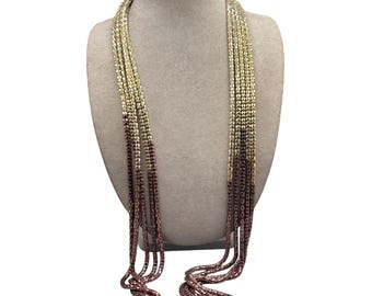 Signed GRAZIANO Chain Necklace Ombre Multi Chain Gold to Copper Tone