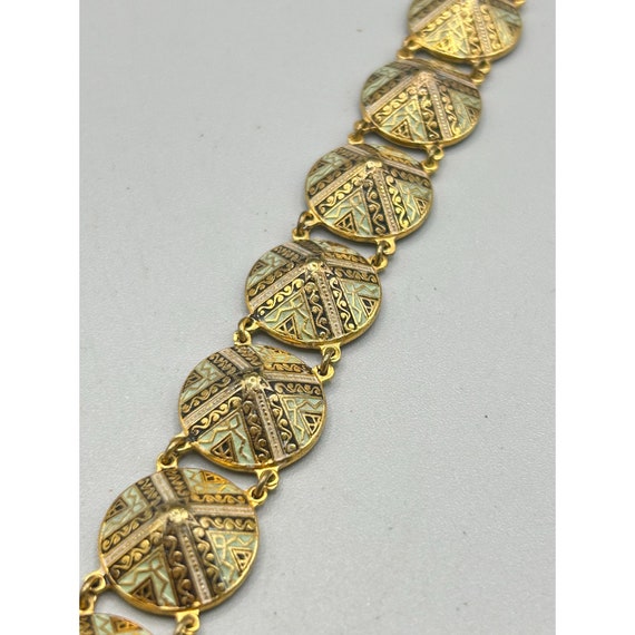 Vintage Toledo Ware Style Link Bracelet Gold Tone… - image 4
