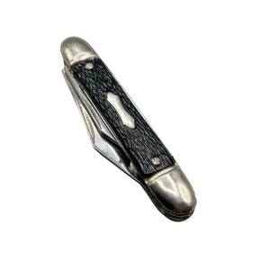 Vintage The Ideal USA 2 Blade Black Pocket Knife Collectible Man Accessories