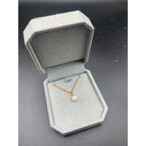 Collar de perlas 10K Gold Dainty Single Pearl Necklace New In Box 5mm Pearl 16" chain