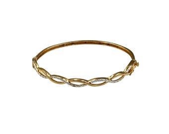 Vintage Hinged Bangle Bracelet Thin Gold and Silver Tone Infinity Design