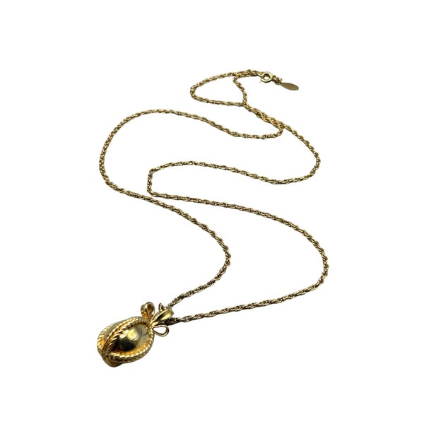Joan Rivers Faberge Egg Necklace Vintage Chain and Pendant Gold Tone Metal