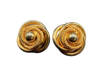Bijoux Charme Golden Knots Earrings Chunky Knots Clip On Earrings Gold Tone