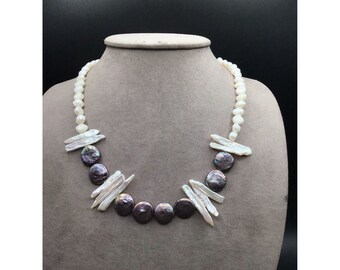 Vintage Blister Pearls Necklace Irregular Cultivated Peacock Pearl Single Strand