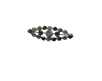 Vintage Eye Shaped Rhinestones Brooch Austria Style Sparkly Older Costume Pin