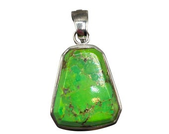 BARSE  Green Turquoise Pendant Enhancer With Removable Bail Sterling Silver 925