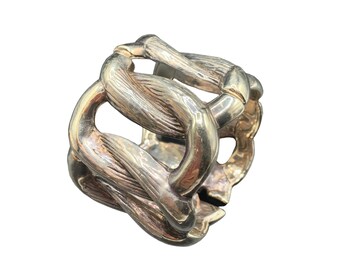 Brian Bergner Bracelet Sterling Silver Statement Hinged Modernist Bangle Signed