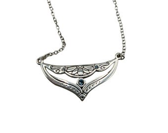 Reversible BRIGHTON Necklace Clear and Blue Crystal Retired Design Silver Tone