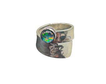 DOMINIQUE DINOUART Design Sterling Silver Ring Size 5 DDD Mexico Wrap Ring With Glass Stone