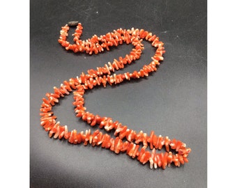Antique Branch Coral Necklace Sterling Silver Clasp Long Strand Chinese Export