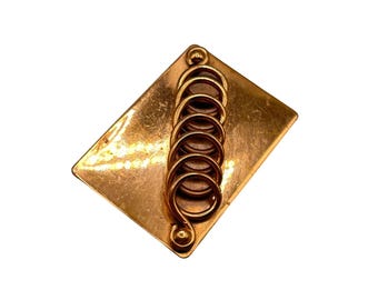 Vintage COPPER Brooch Modernist Design Unsigned Large Statement PIn