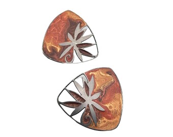 Vintage Berebi Earrings Pierced Studs Large Modernist Design Abstract Earrings