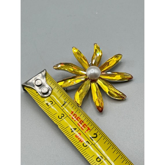 Signed SWAROVSKI Flower Pin Brooch Daisy Yellow C… - image 7