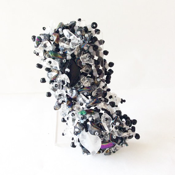 cluster bracelet beaded handmade statement bracel… - image 1