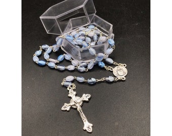 Franciscus PP Pope Rosary Blue Beads Prayer Necklace Italy Made Catholic Jewelry