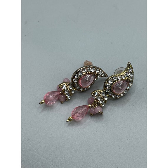 Vintage Pink Dangles Earrings Ethnic Style Pierce… - image 8