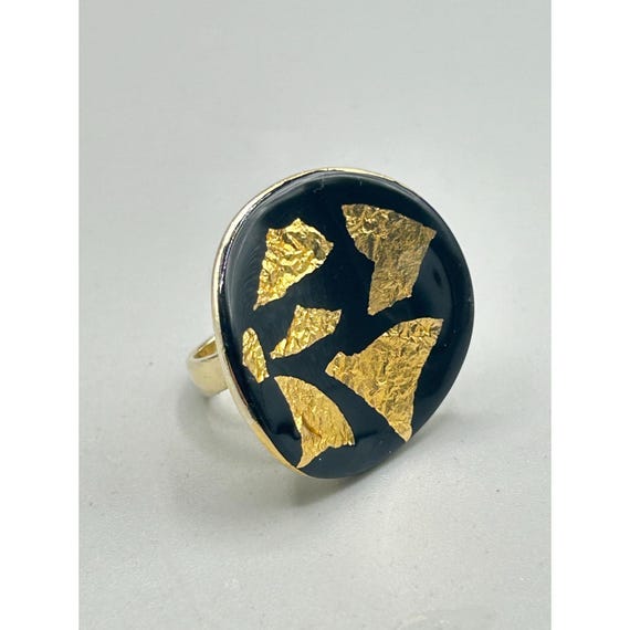 Gold Leaf Ring Adjustable Size Silver 925 Made in… - image 2