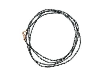 BRONZE MILOR ITALY Hematite Necklace 60" Long Single Strand Quality Jewelry