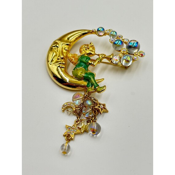 Kirks Folly Pipe Dream Fairy Brooch Moonface Gold… - image 3