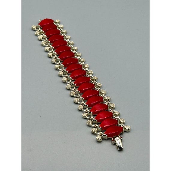 Vintage Mid Century Thermoplastic Bracelet Red Co… - image 2