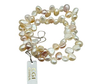 CGI Freshwater Irregular Cultivated Pearls Bracelets Set Of 2 Elastic Stretch Beaded Bracelets